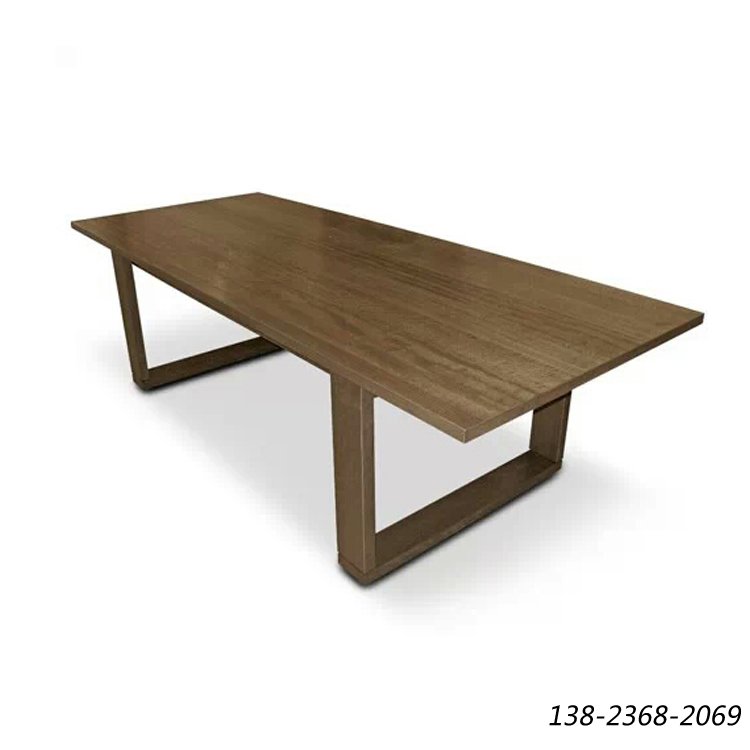 美式实木桌面，铁艺长方形餐桌脚，可定制