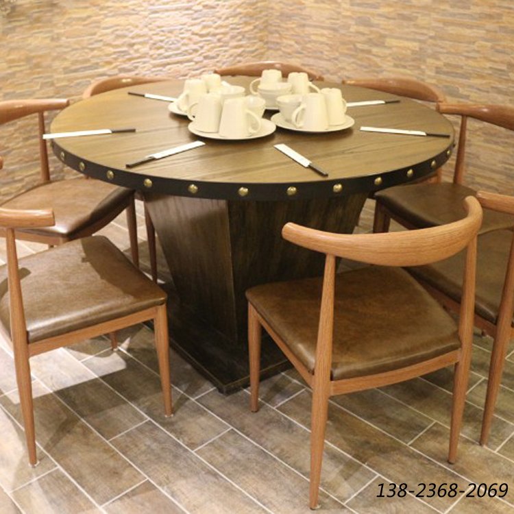 LOFT餐桌，复古实木铁艺餐桌，铁艺实木桌