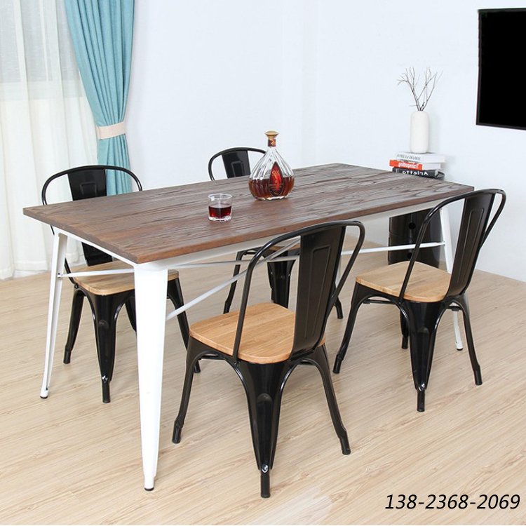 工业风桌子，铁木结合餐桌，复古餐桌椅