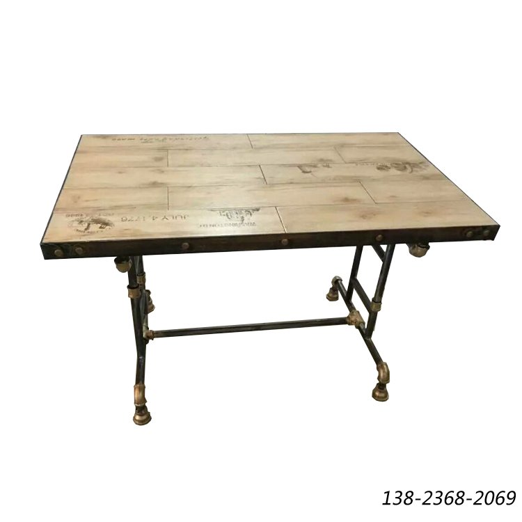 美式乡村铁艺实木餐桌，loft桌子，loft桌