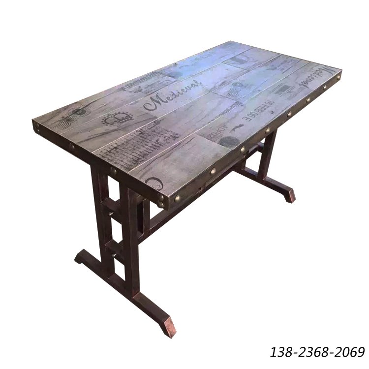 LOFT美式乡村铁艺实木桌，桌子，餐桌图片