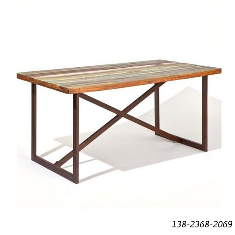 美式乡村铁艺实木餐桌，订做餐桌，loft桌