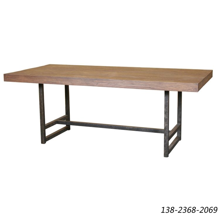 咖啡厅长条桌，实木台面桌，桌颜色可做旧