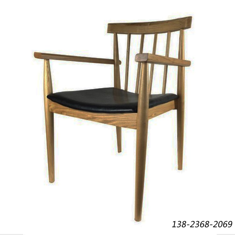 咖啡厅实木扶手餐椅，水曲柳椅子，餐厅木椅