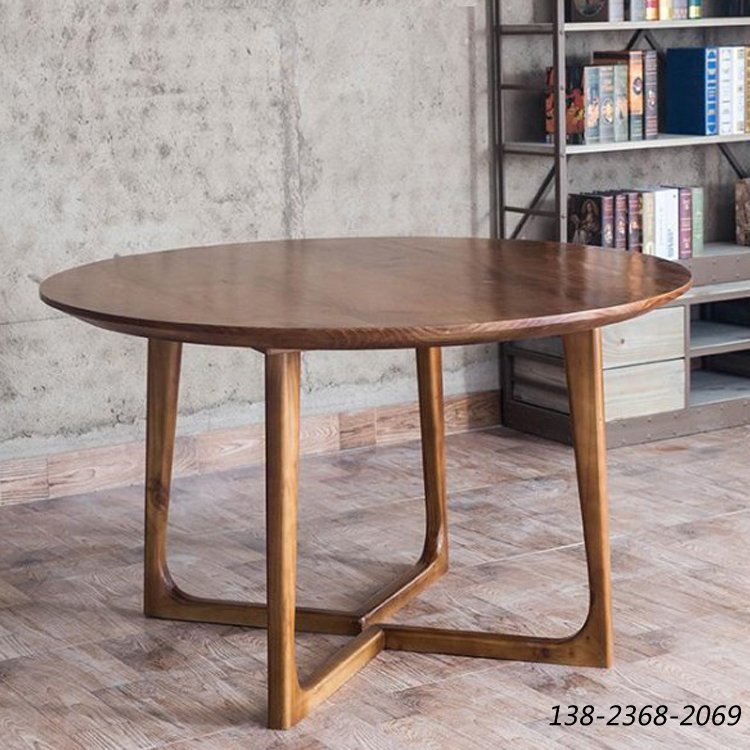 咖啡厅实木桌，咖啡厅圆桌，实木复古桌定制