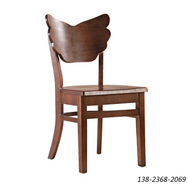蝴蝶椅，全实木餐椅，凤岗咖啡厅椅子可做旧