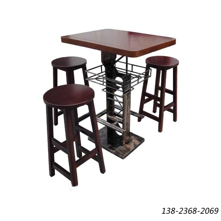 铁艺实木吧台，高台桌，金属高脚酒吧桌