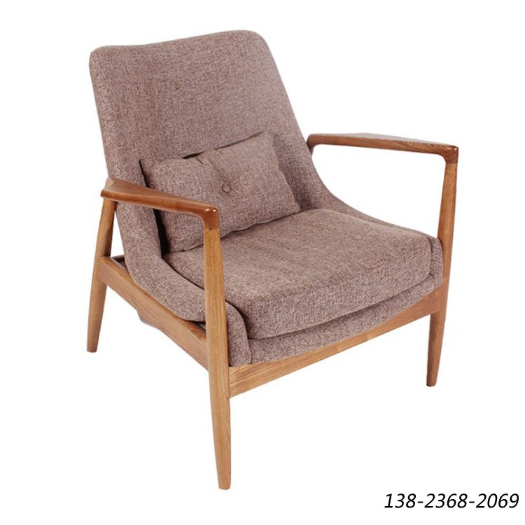 单人沙发躺椅，北欧实木沙发椅，舒适沙发椅