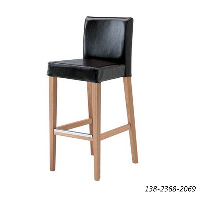 现代实木吧椅，原木色高椅，酒吧专用椅子