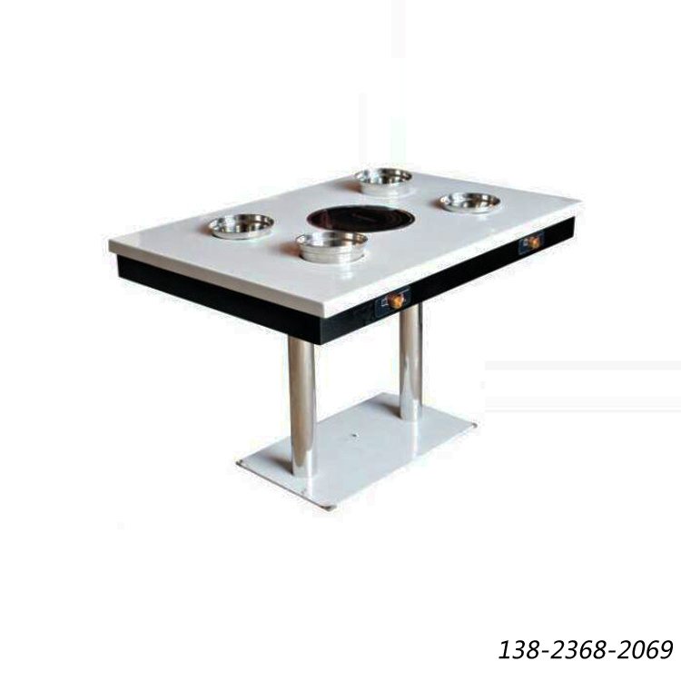大理石电磁炉火锅桌，不锈钢桌脚，厂家火锅桌